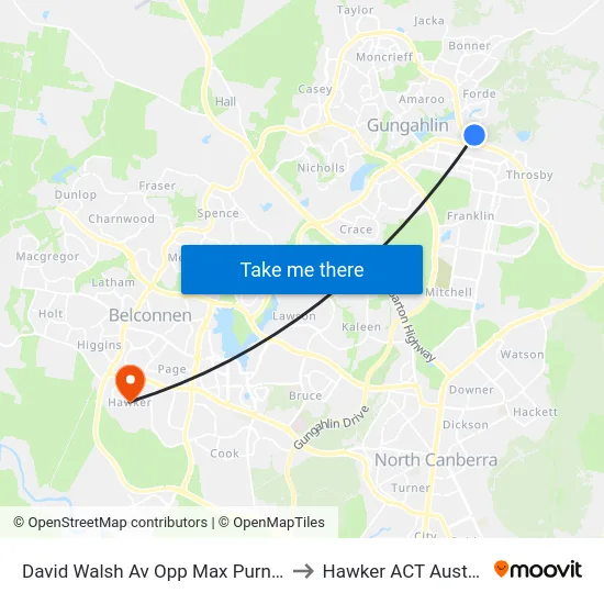 David Walsh Av Opp Max Purnell St to Hawker ACT Australia map