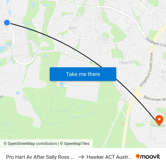 Pro Hart Av After Sally Ross Way to Hawker ACT Australia map