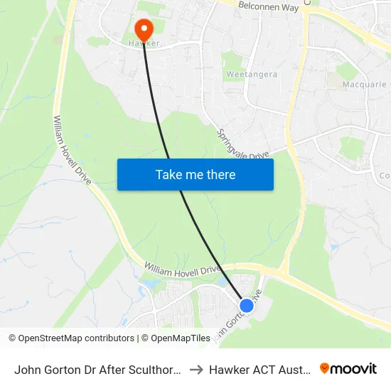 John Gorton Dr After Sculthorpe Av to Hawker ACT Australia map