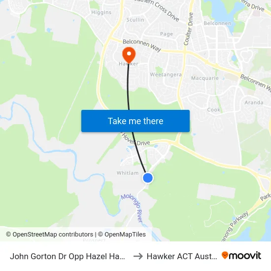 John Gorton Dr Opp Hazel Hawke Av to Hawker ACT Australia map