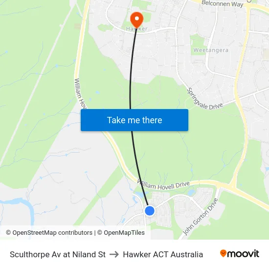 Sculthorpe Av at Niland St to Hawker ACT Australia map