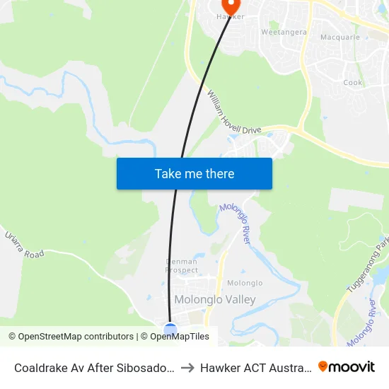 Coaldrake Av After Sibosado St to Hawker ACT Australia map