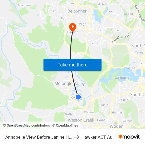 Annabelle View Before Janine Haines Tce to Hawker ACT Australia map