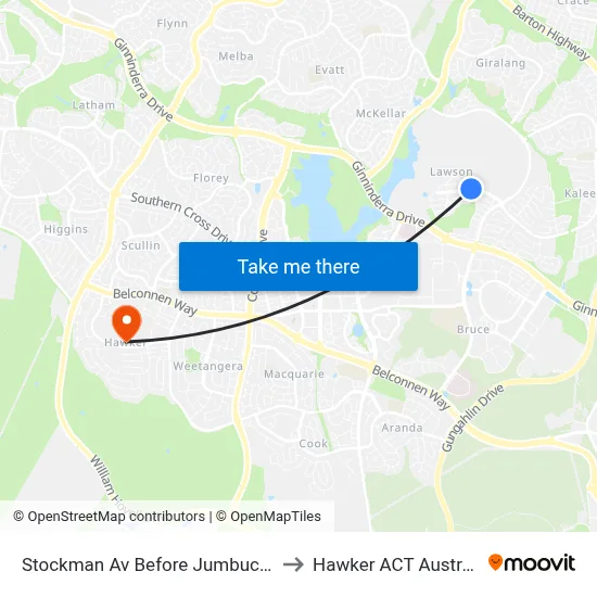 Stockman Av Before Jumbuck Cr to Hawker ACT Australia map