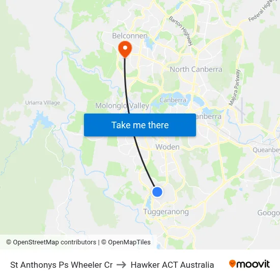 St Anthonys Ps Wheeler Cr to Hawker ACT Australia map