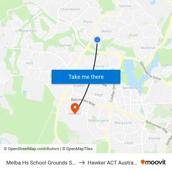 Melba Hs School Grounds Sso to Hawker ACT Australia map