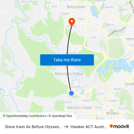Steve Irwin Av Before Ulysses Cct to Hawker ACT Australia map