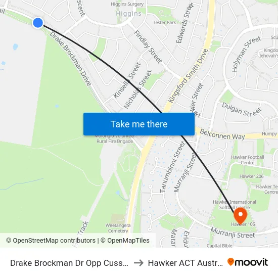 Drake Brockman Dr Opp Cussen St to Hawker ACT Australia map