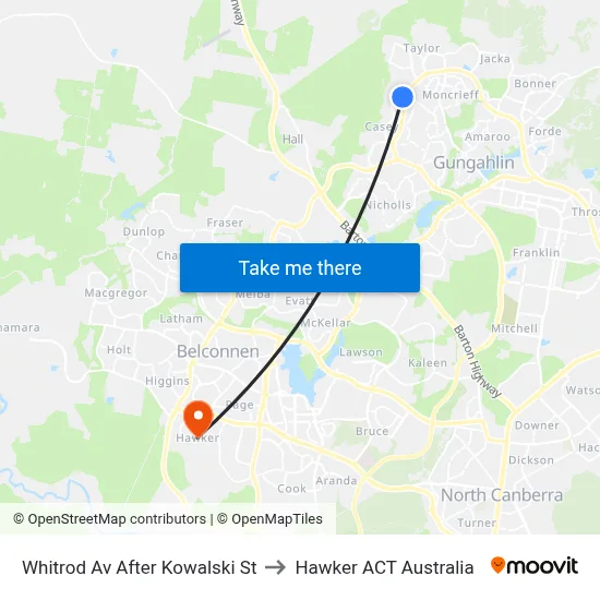 Whitrod Av After Kowalski St to Hawker ACT Australia map