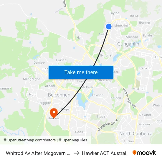Whitrod Av After Mcgovern St to Hawker ACT Australia map