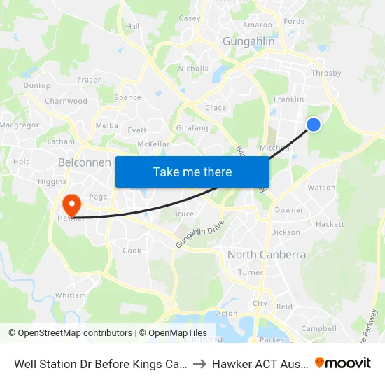 Well Station Dr Before Kings Canyon St to Hawker ACT Australia map
