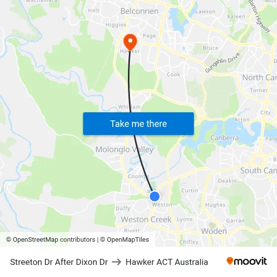 Streeton Dr After Dixon Dr to Hawker ACT Australia map