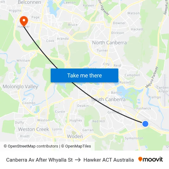 Canberra Av After Whyalla St to Hawker ACT Australia map