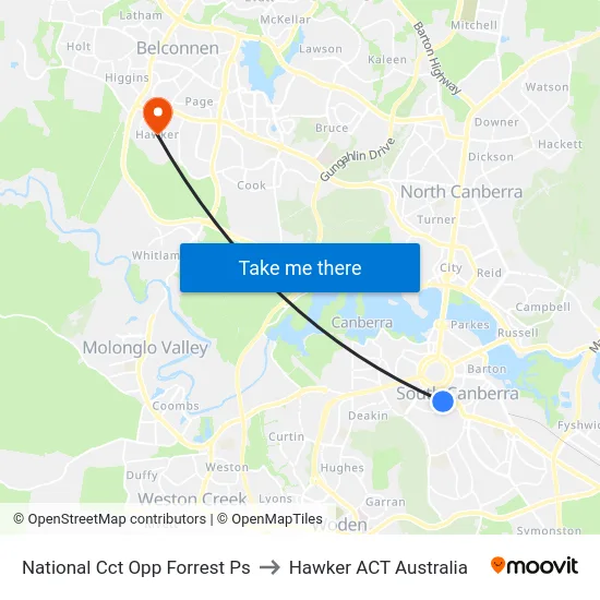 National Cct Opp Forrest Ps to Hawker ACT Australia map