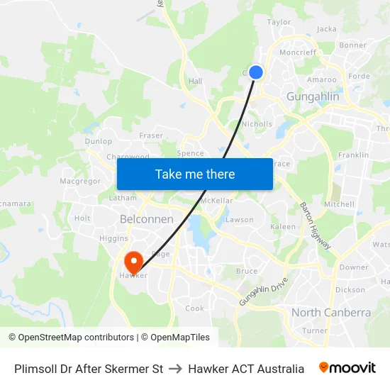 Plimsoll Dr After Skermer St to Hawker ACT Australia map