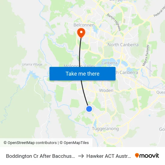 Boddington Cr After Bacchus Cct to Hawker ACT Australia map