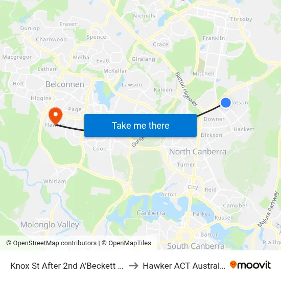 Knox St After 2nd A'Beckett St to Hawker ACT Australia map