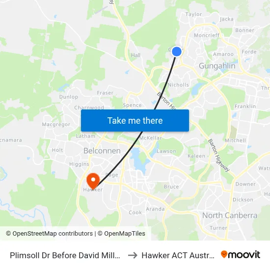 Plimsoll Dr Before David Miller Cr to Hawker ACT Australia map