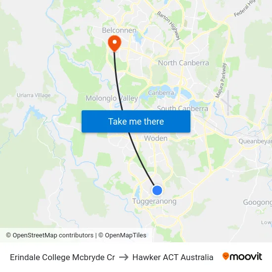 Erindale College Mcbryde Cr to Hawker ACT Australia map