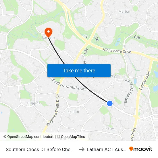 Southern Cross Dr Before Chewings St to Latham ACT Australia map