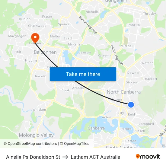 Ainslie Ps Donaldson St to Latham ACT Australia map