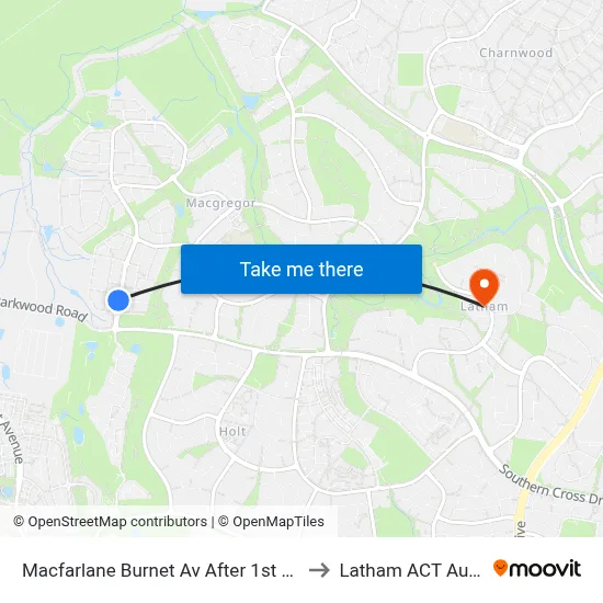 Macfarlane Burnet Av After 1st Eccles Cct to Latham ACT Australia map