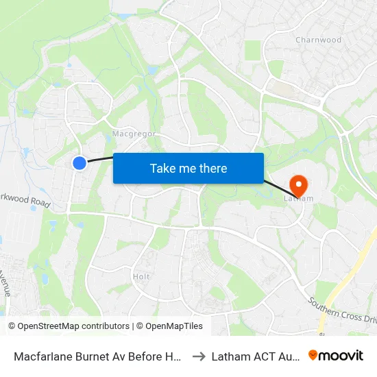 Macfarlane Burnet Av Before Hollows Cct to Latham ACT Australia map
