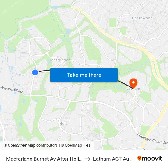 Macfarlane Burnet Av After Hollows Cct to Latham ACT Australia map