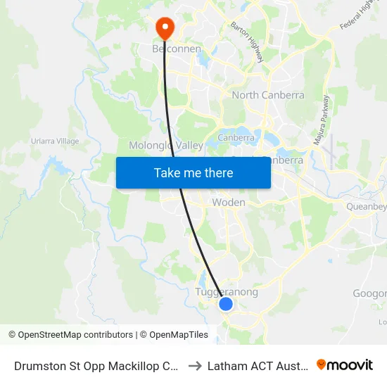 Drumston St Opp Mackillop College to Latham ACT Australia map