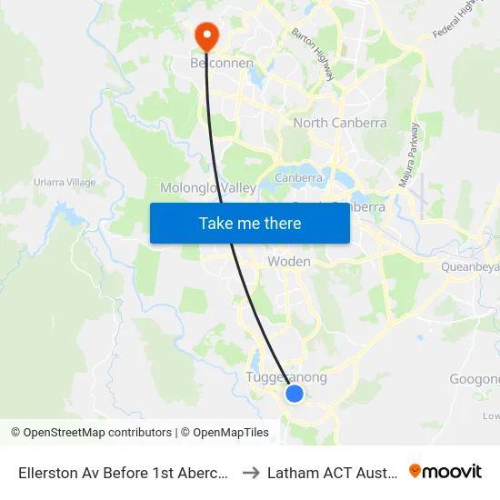 Ellerston Av Before 1st Abercorn Cr to Latham ACT Australia map