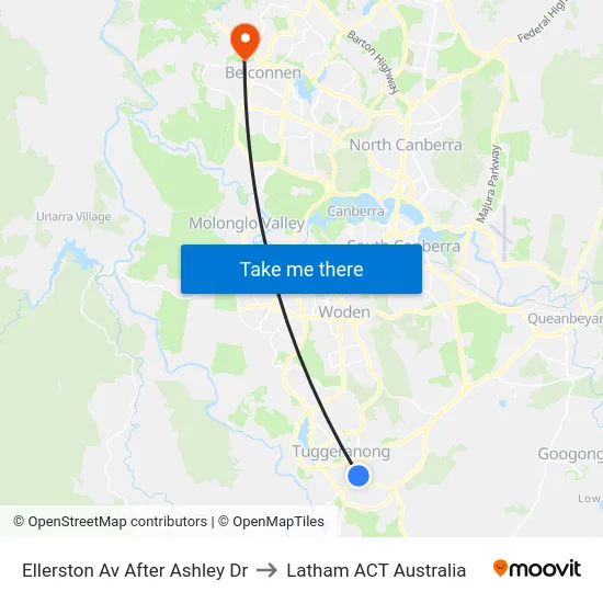 Ellerston Av After Ashley Dr to Latham ACT Australia map