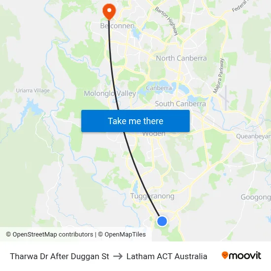 Tharwa Dr After Duggan St to Latham ACT Australia map