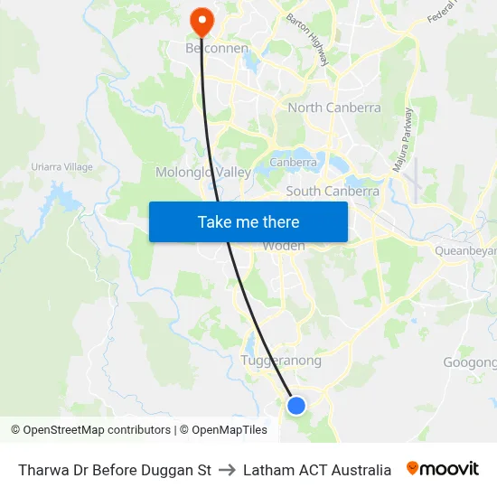 Tharwa Dr Before Duggan St to Latham ACT Australia map