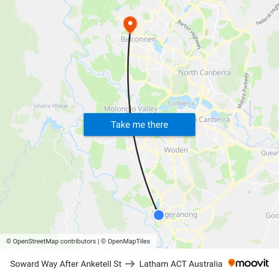 Soward Way After Anketell St to Latham ACT Australia map
