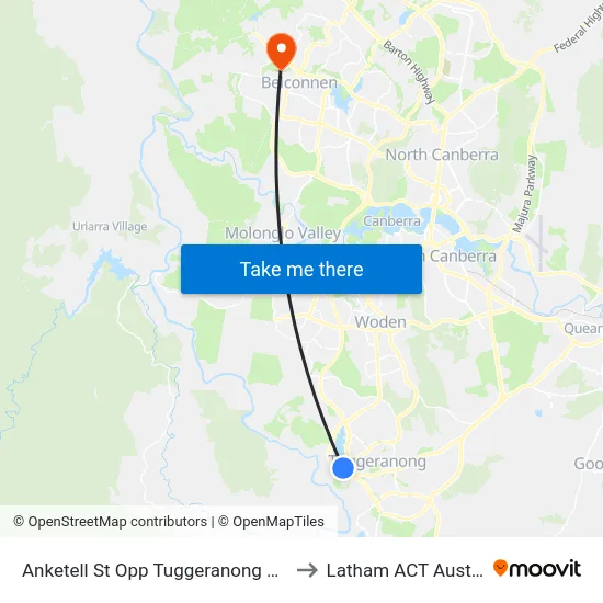 Anketell St Opp Tuggeranong Square to Latham ACT Australia map