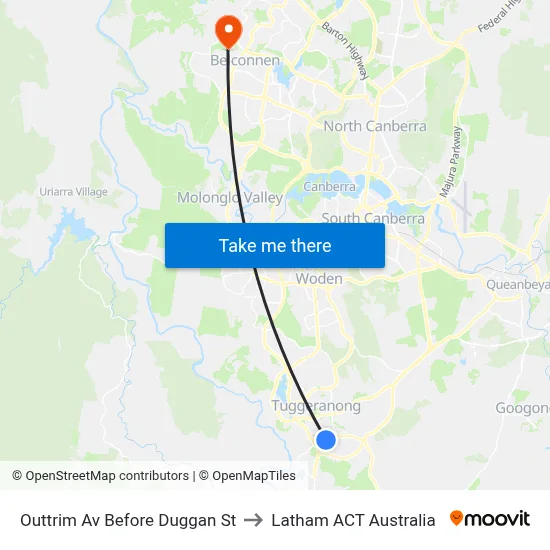 Outtrim Av Before Duggan St to Latham ACT Australia map