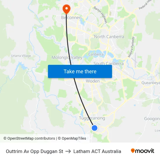 Outtrim Av Opp Duggan St to Latham ACT Australia map