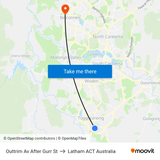 Outtrim Av After Gurr St to Latham ACT Australia map