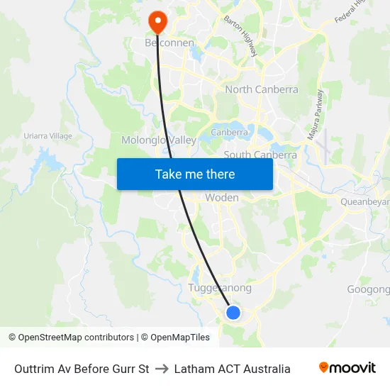 Outtrim Av Before Gurr St to Latham ACT Australia map