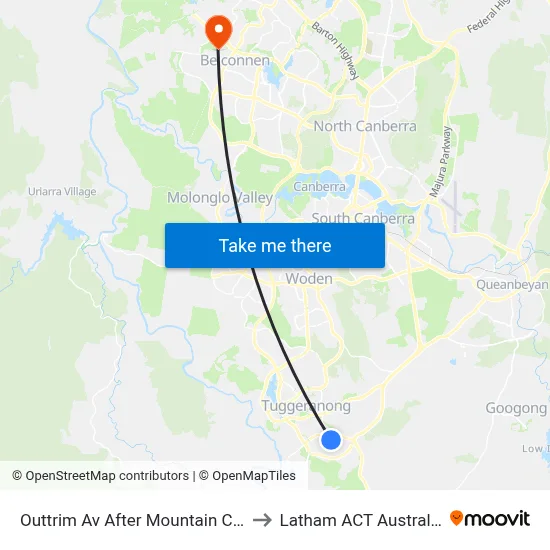 Outtrim Av After Mountain Cct to Latham ACT Australia map