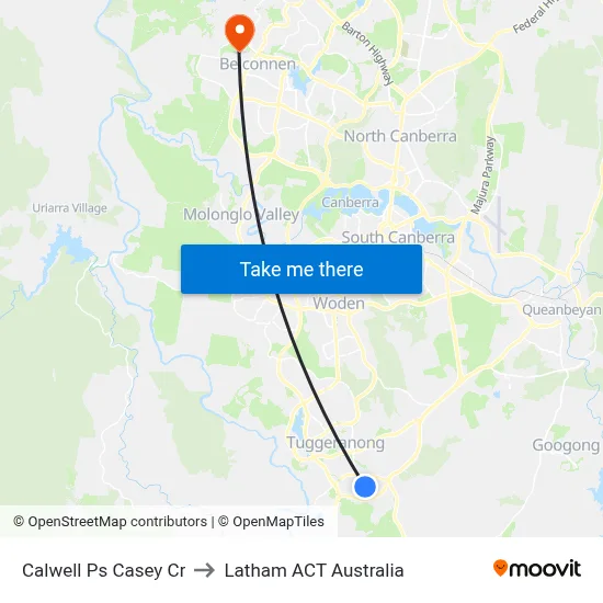 Calwell Ps Casey Cr to Latham ACT Australia map