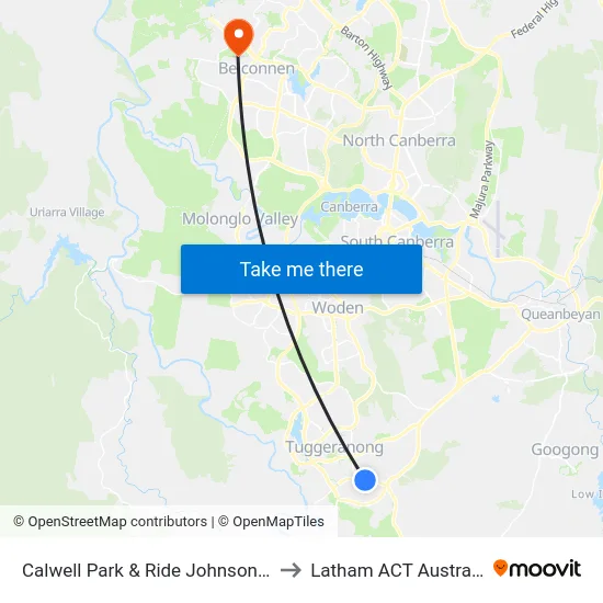 Calwell Park & Ride Johnson Dr to Latham ACT Australia map