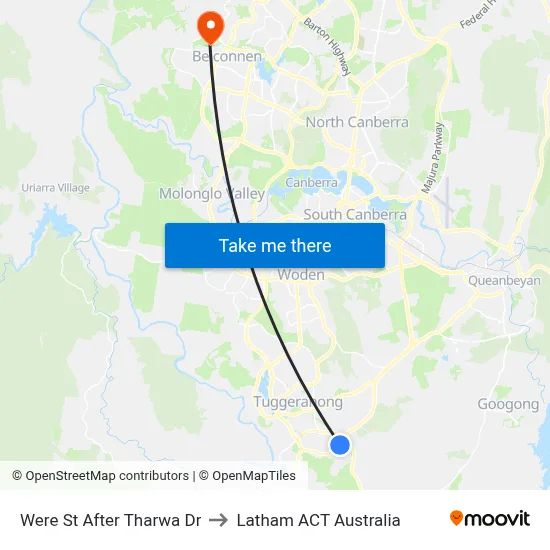Were St After Tharwa Dr to Latham ACT Australia map