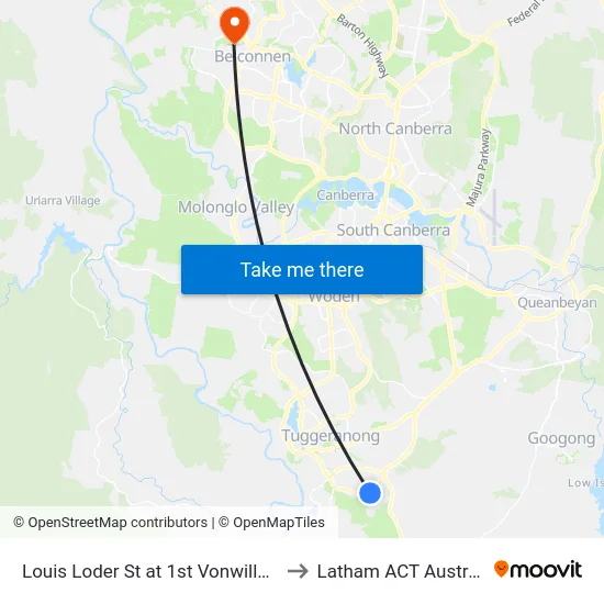 Louis Loder St at 1st Vonwiller Cr to Latham ACT Australia map