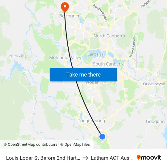 Louis Loder St Before 2nd Hartung Cr to Latham ACT Australia map