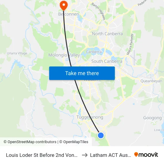 Louis Loder St Before 2nd Vonwiller Cr to Latham ACT Australia map
