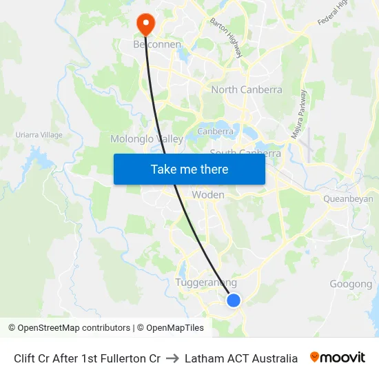 Clift Cr After 1st Fullerton Cr to Latham ACT Australia map