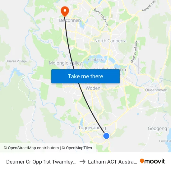 Deamer Cr Opp 1st Twamley Cr to Latham ACT Australia map
