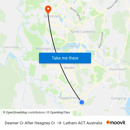 Deamer Cr After Heagney Cr to Latham ACT Australia map