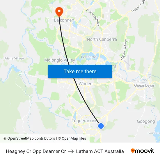 Heagney Cr Opp Deamer Cr to Latham ACT Australia map